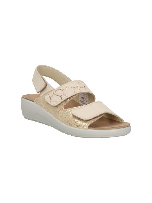 Melluso Sandalo Donna beige con Zeppa e Strass