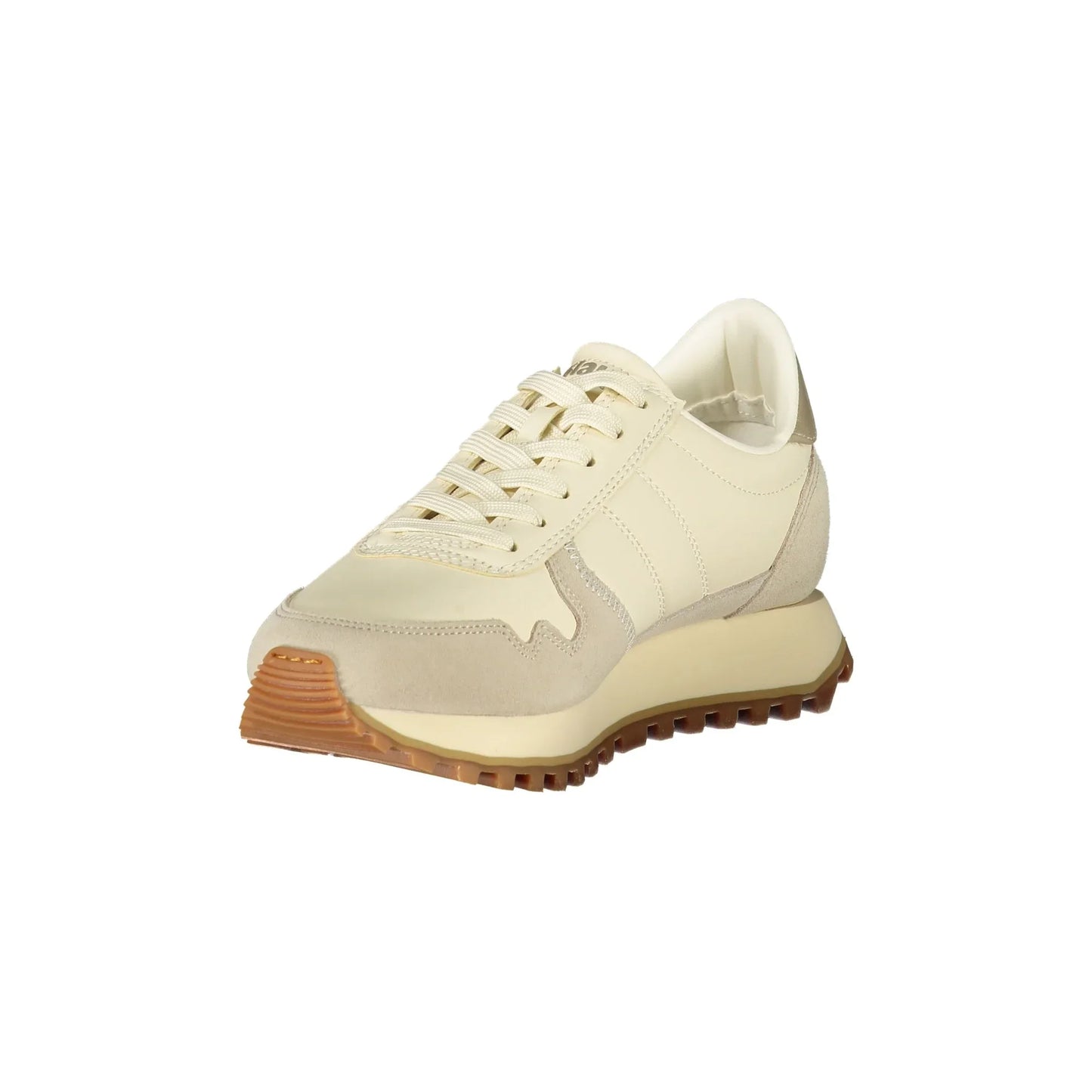 BLAUER Sneakers Donna Beige con Lacci e Dettagli in Oro