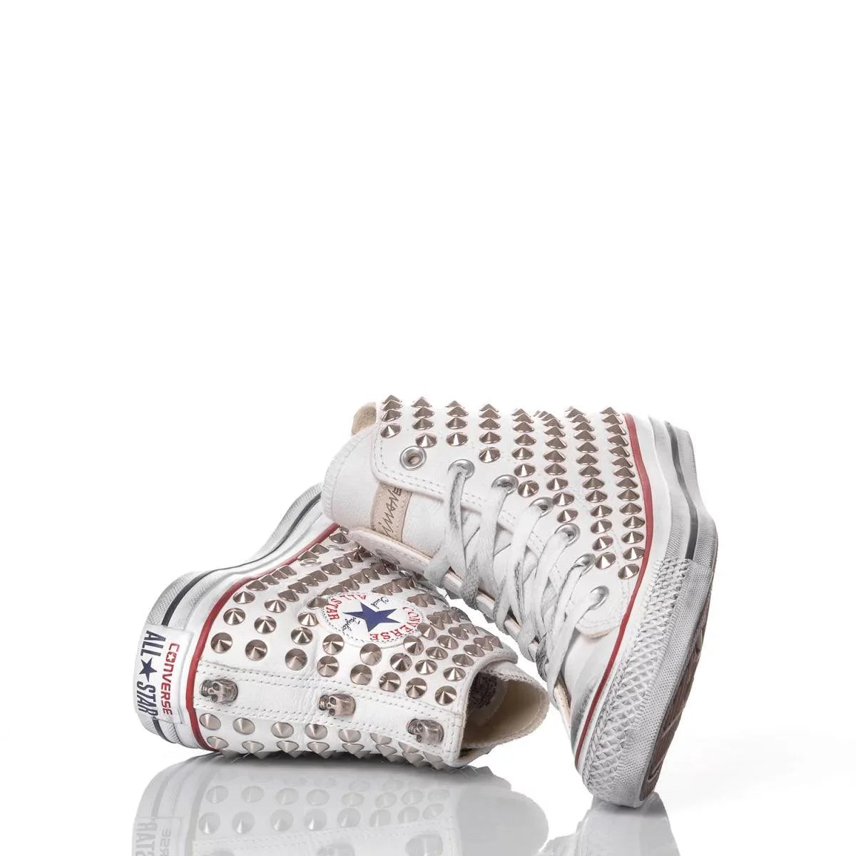 Converse Pelle Borchie Bianca