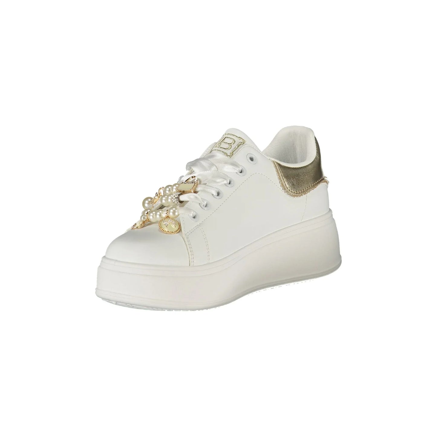 LAURA BIAGIOTTI Sneakers Donna Bianche con Lacci e Plateau 4 cm