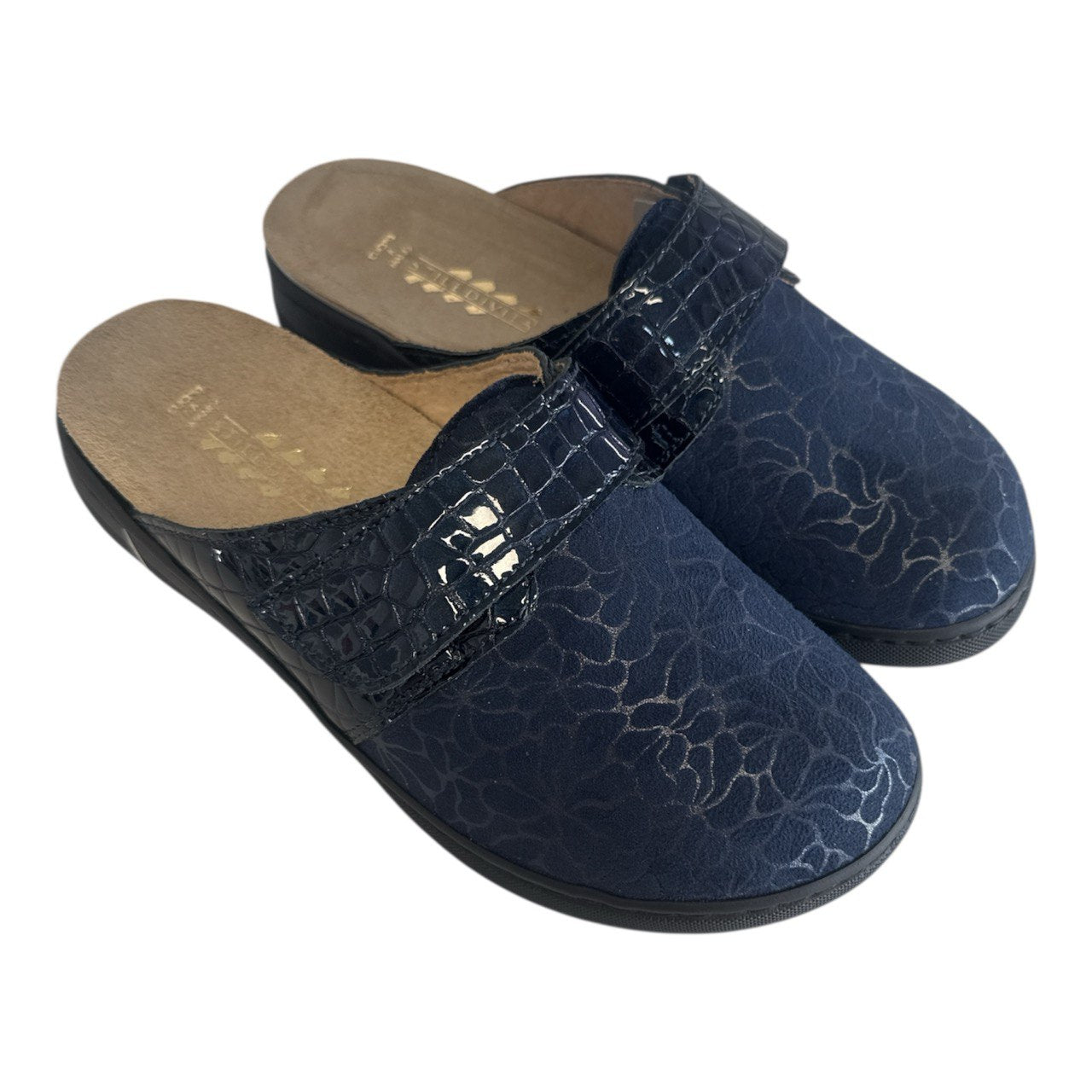 Ciabatte elasticizzate con plantare estraibile in Tech-pur® - blu /marrore 8711-1004