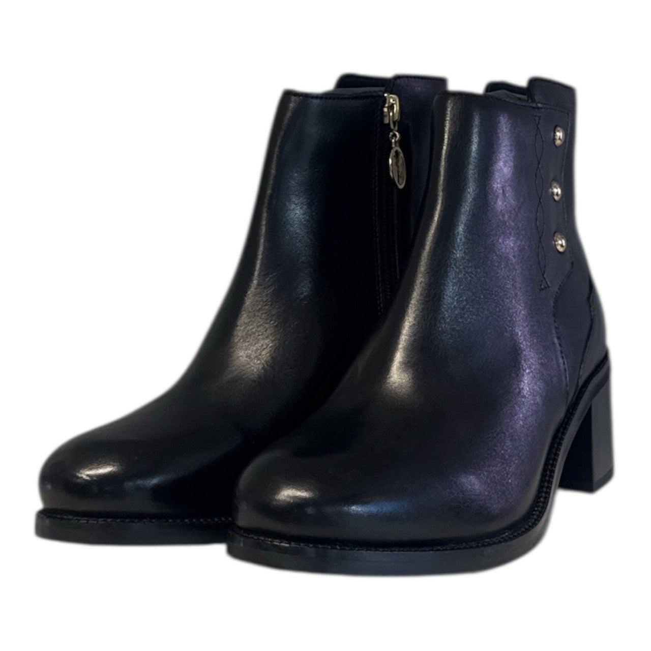 MELLUSO K36067 nero scarpe donna stivaletti pelle tacco zip