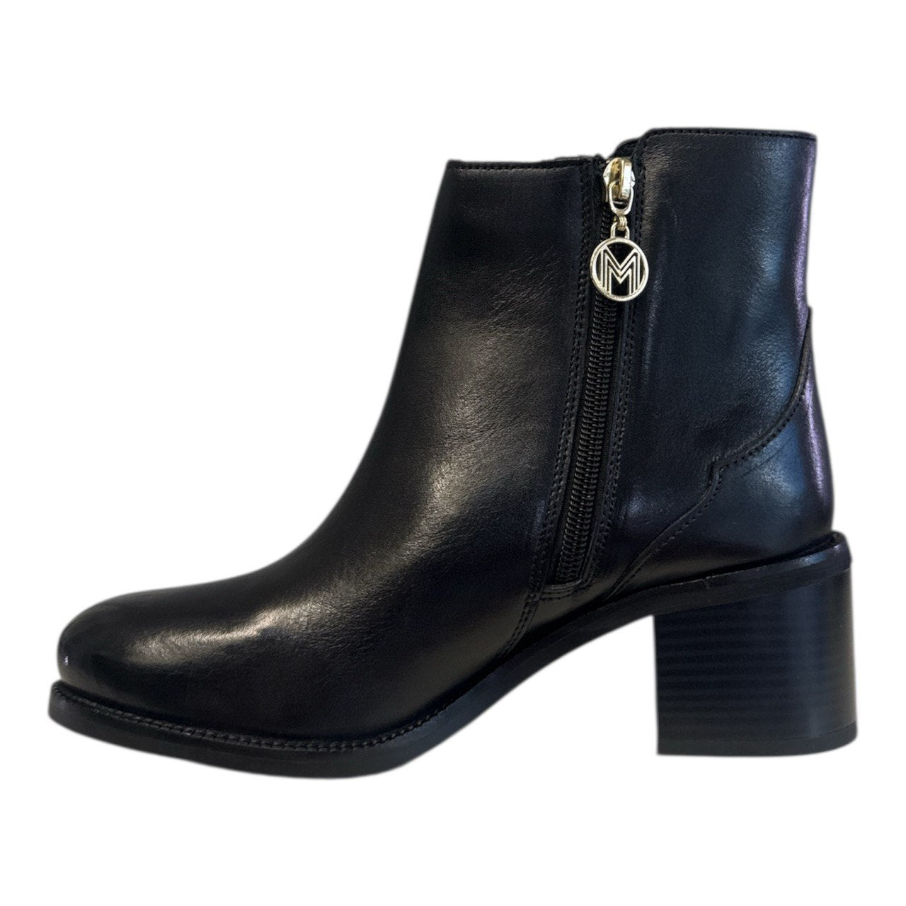 MELLUSO K36067 nero scarpe donna stivaletti pelle tacco zip