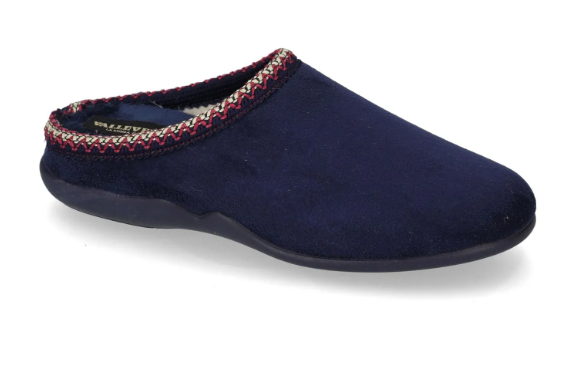 Valleverde 31102 Pantofole donna invernali blu/verde con bordo ricamato
