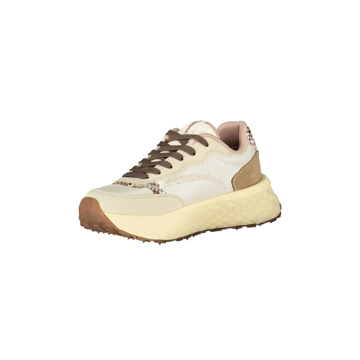 BLAUER Sneakers Donna Beige con Lacci e Dettagli a Contrasto