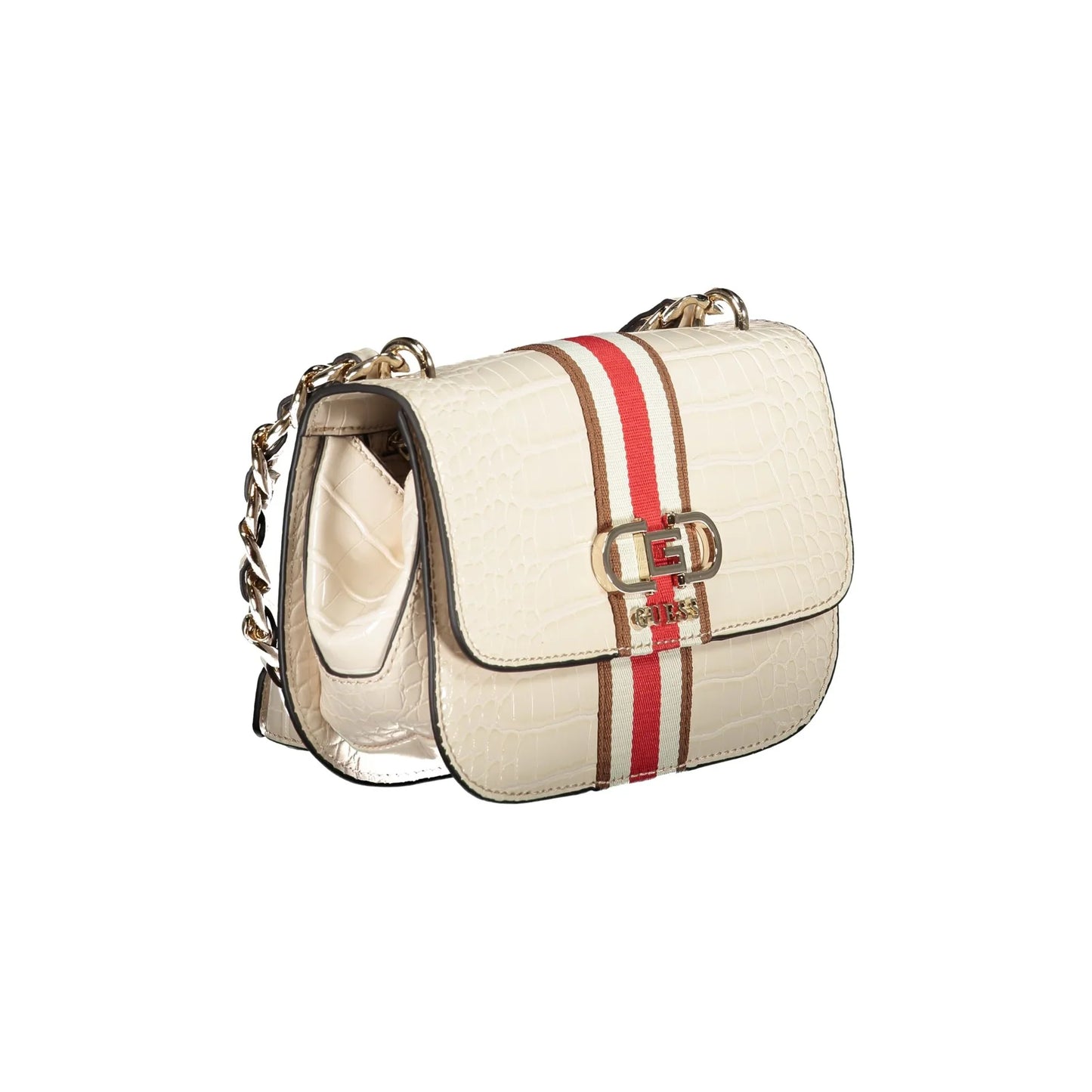 GUESS JEANS Borsa Donna a Tracolla Beige Nelka con Catena e Clip