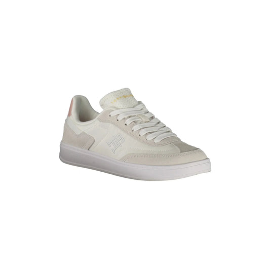 TOMMY HILFIGER Scarpe Sneakers Donna Bianche con Dettagli Rosa e Ricamo