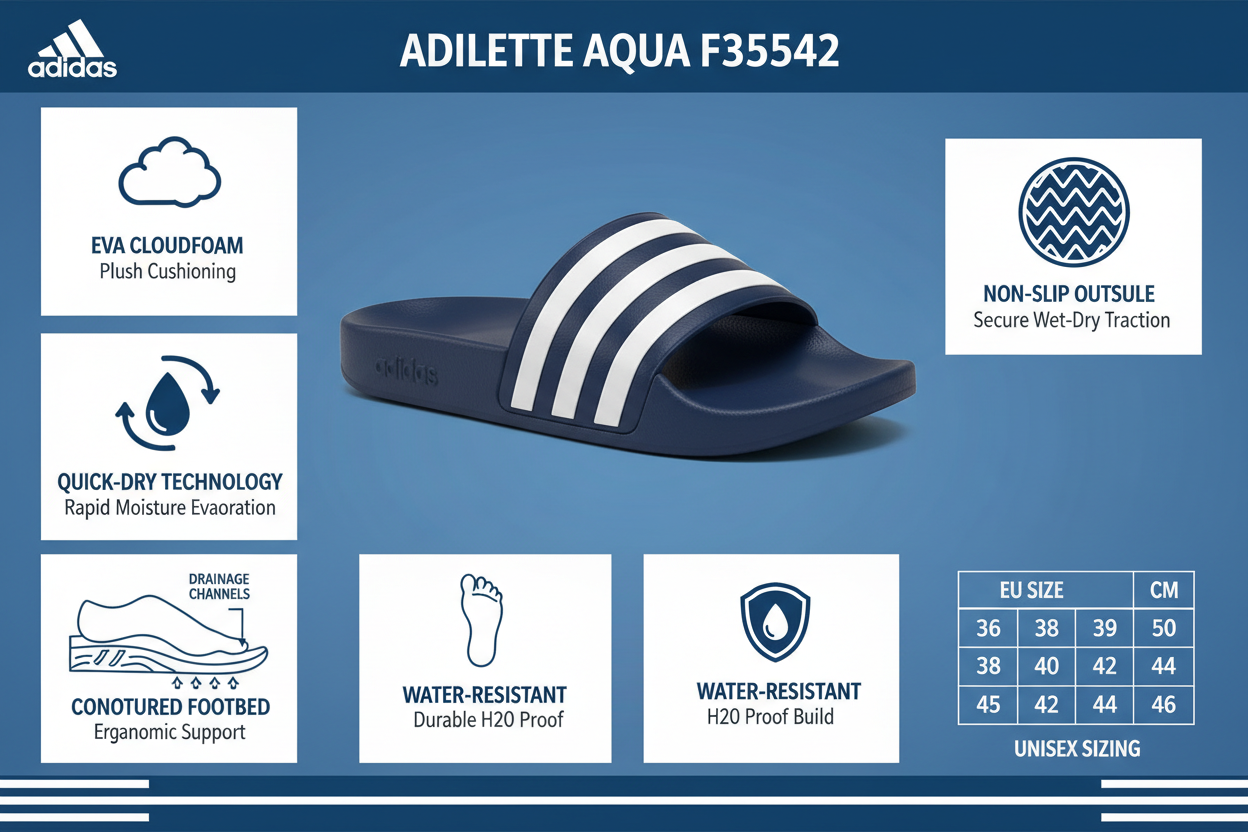 Adidas Ciabatta Piscina Mare Adilette Aqua F35542 Blu Bianco Unisex