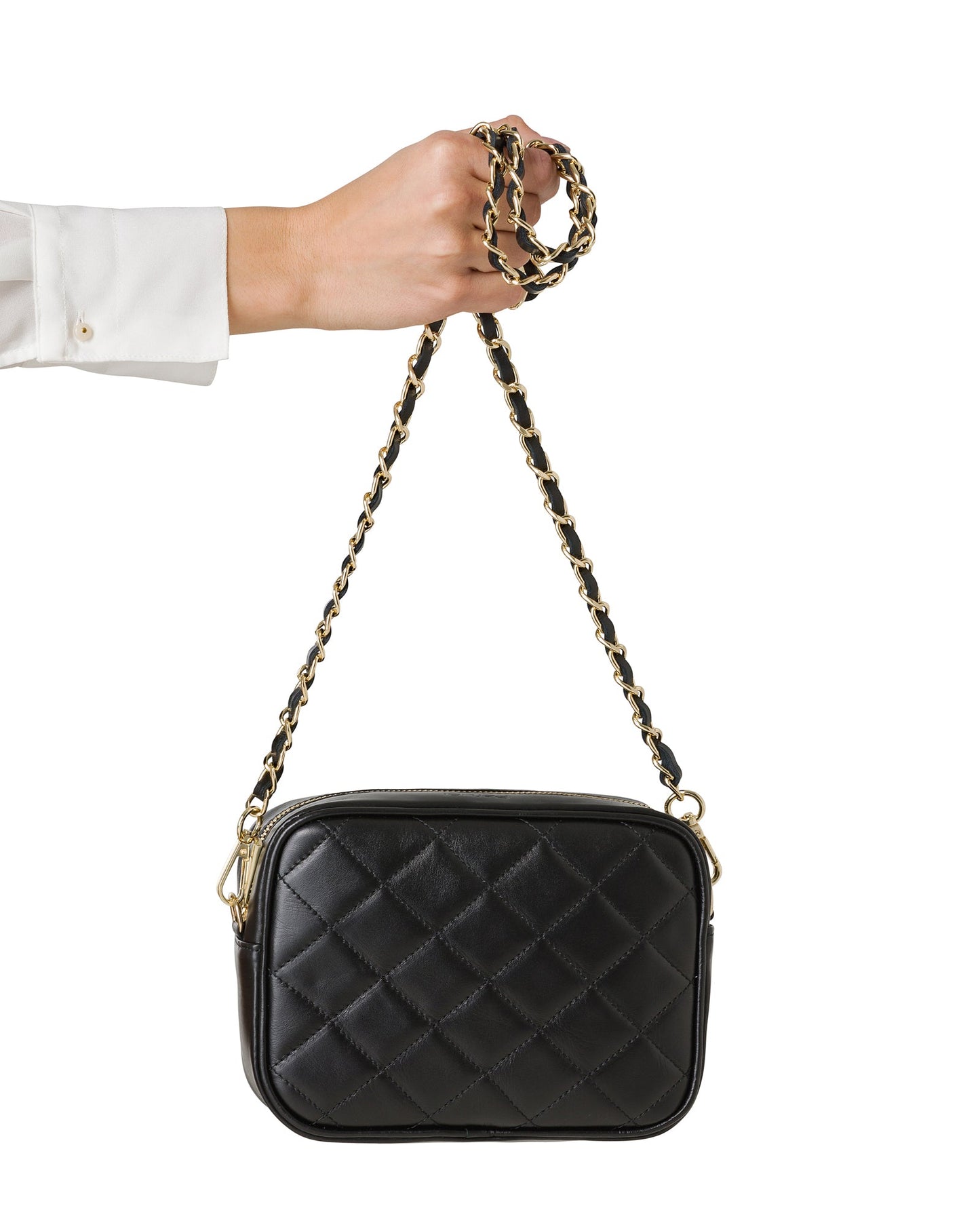 Borsa Donna a Tracolla Trapuntata Ciclamino Fuxia, In Vera Pelle, Made in Italy, Nora