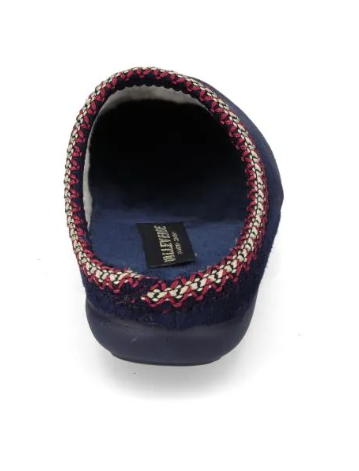 Valleverde 31102 Pantofole donna invernali blu/verde con bordo ricamato