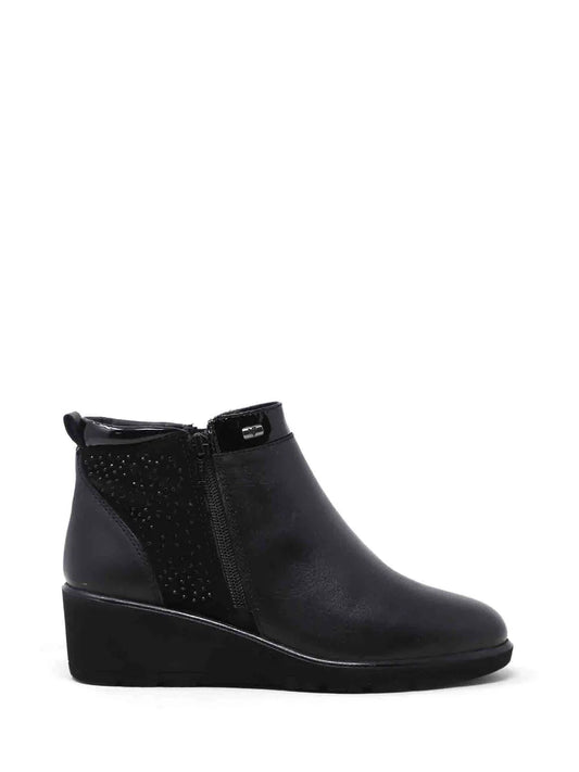 Stivaletti donna Valleverde 36341 Black in pelle con zip
