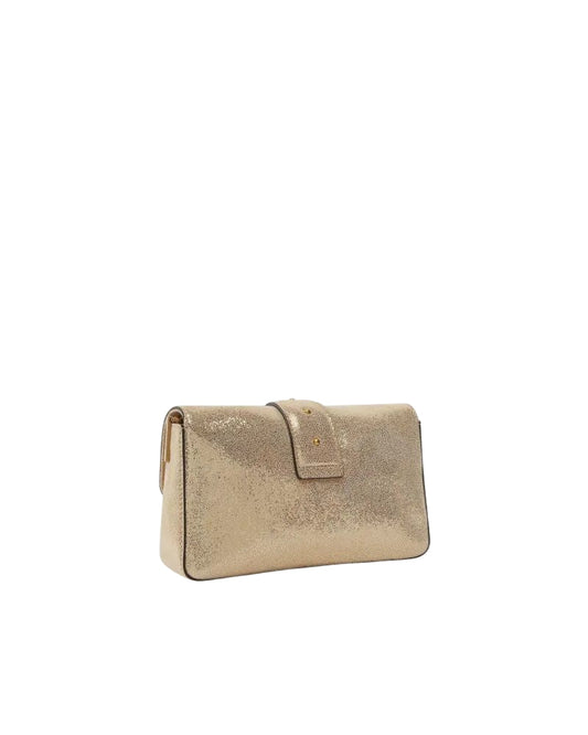 Pinko borsa Love One Mini Slouchy in suede laminato oro
