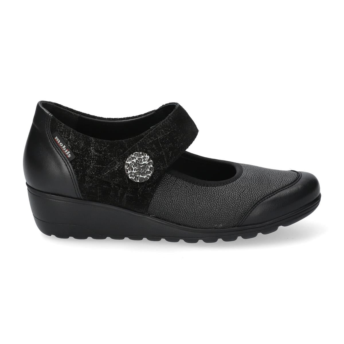 MEPHISTO BATHILDA – Ballerina Donna in Pelle e Tessuto Nero con Plantare Estraibile