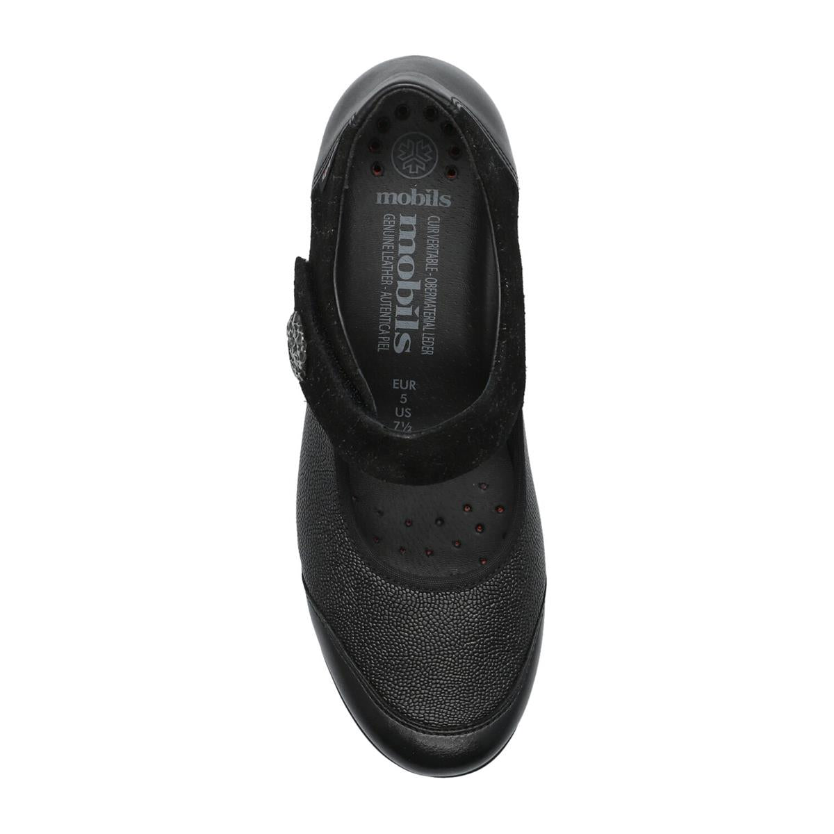 MEPHISTO BATHILDA – Ballerina Donna in Pelle e Tessuto Nero con Plantare Estraibile