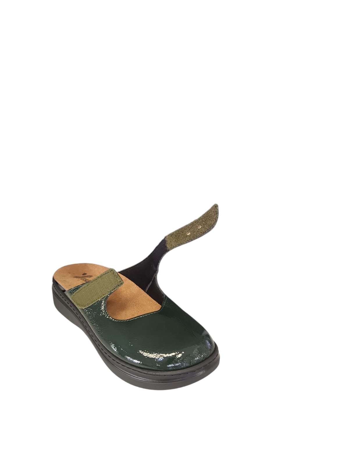 Ciabatta zeppa bassa Susimoda da donna in vernice verde 6405