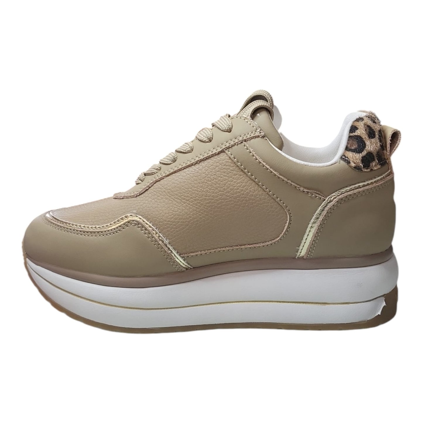 Melluso Sneakers K60052 - Pelle Taupe, Zeppa 4 cm