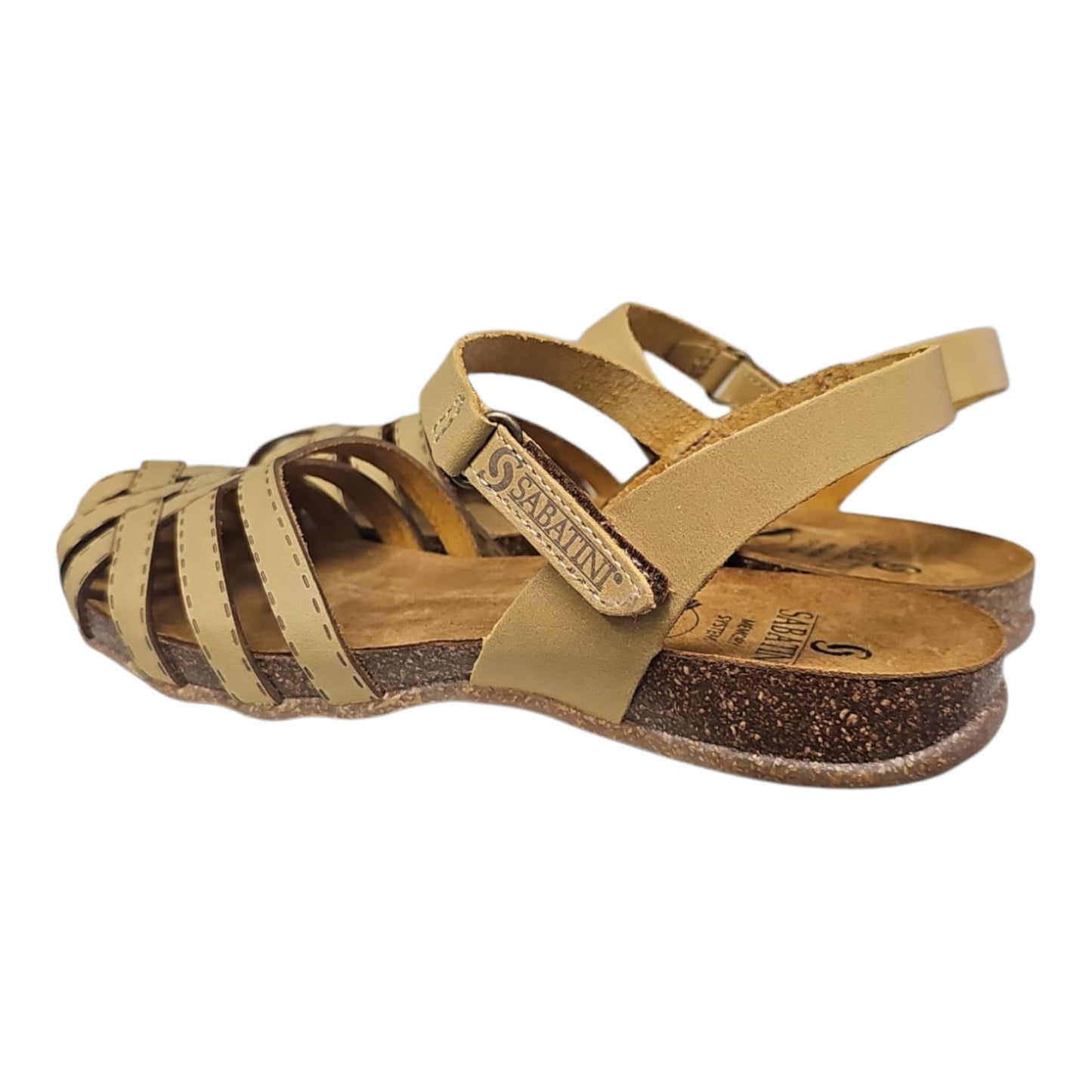 Sabatini sandalo in pelle strap on, punta traforata,sottopiede memory foam