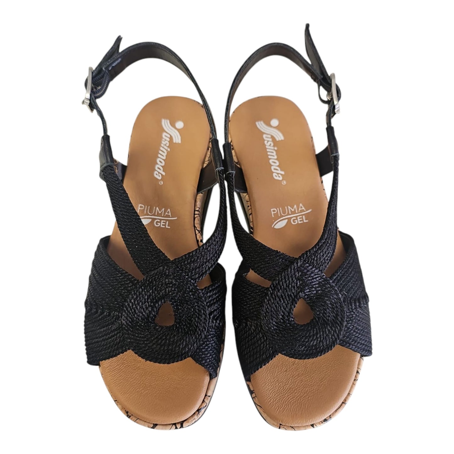 Susimoda Sandalo Nero con Fasce in Tessuto 2457