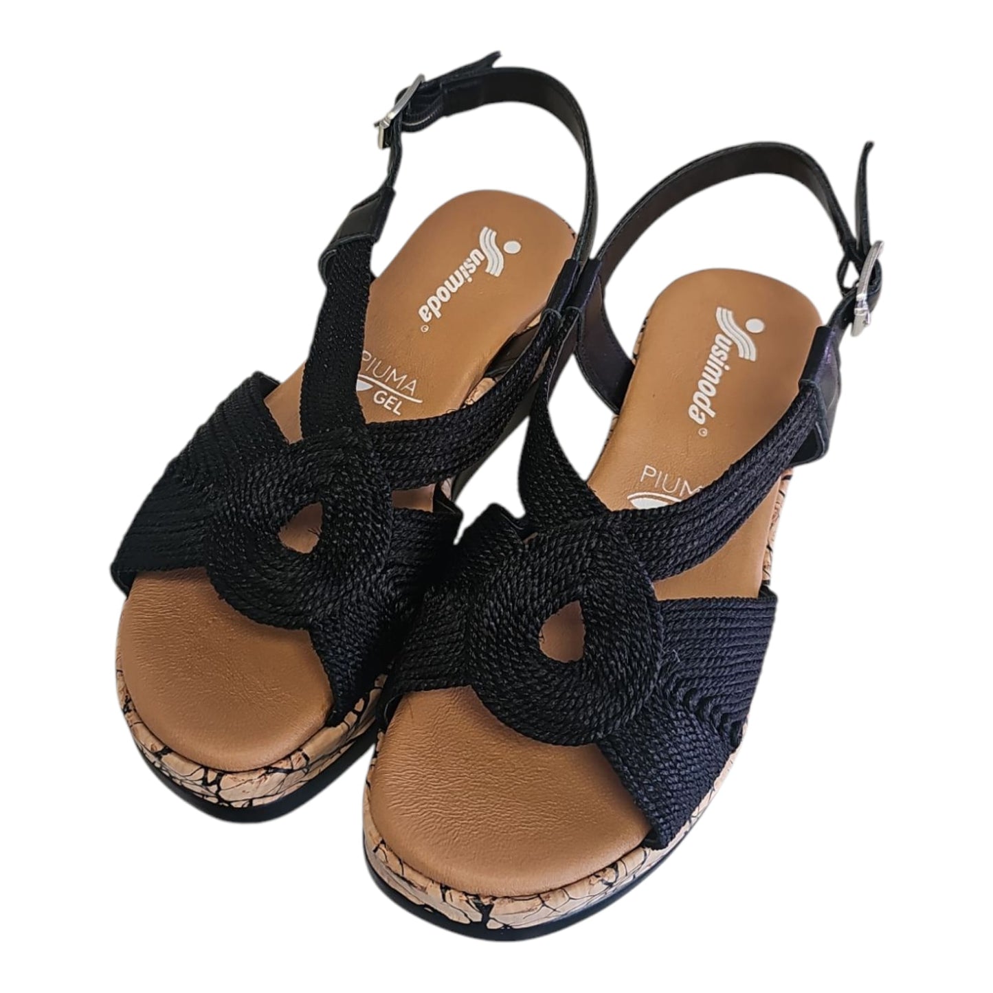 Susimoda Sandalo Nero con Fasce in Tessuto 2457