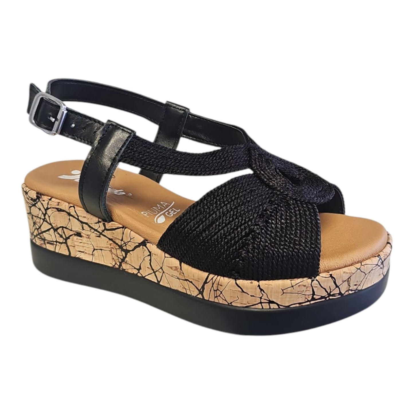 Susimoda Sandalo Nero con Fasce in Tessuto 2457