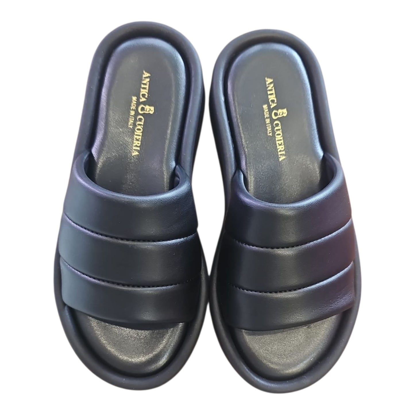Antica Cuoieria Sandalo slider in pelle donna art.23021 nero