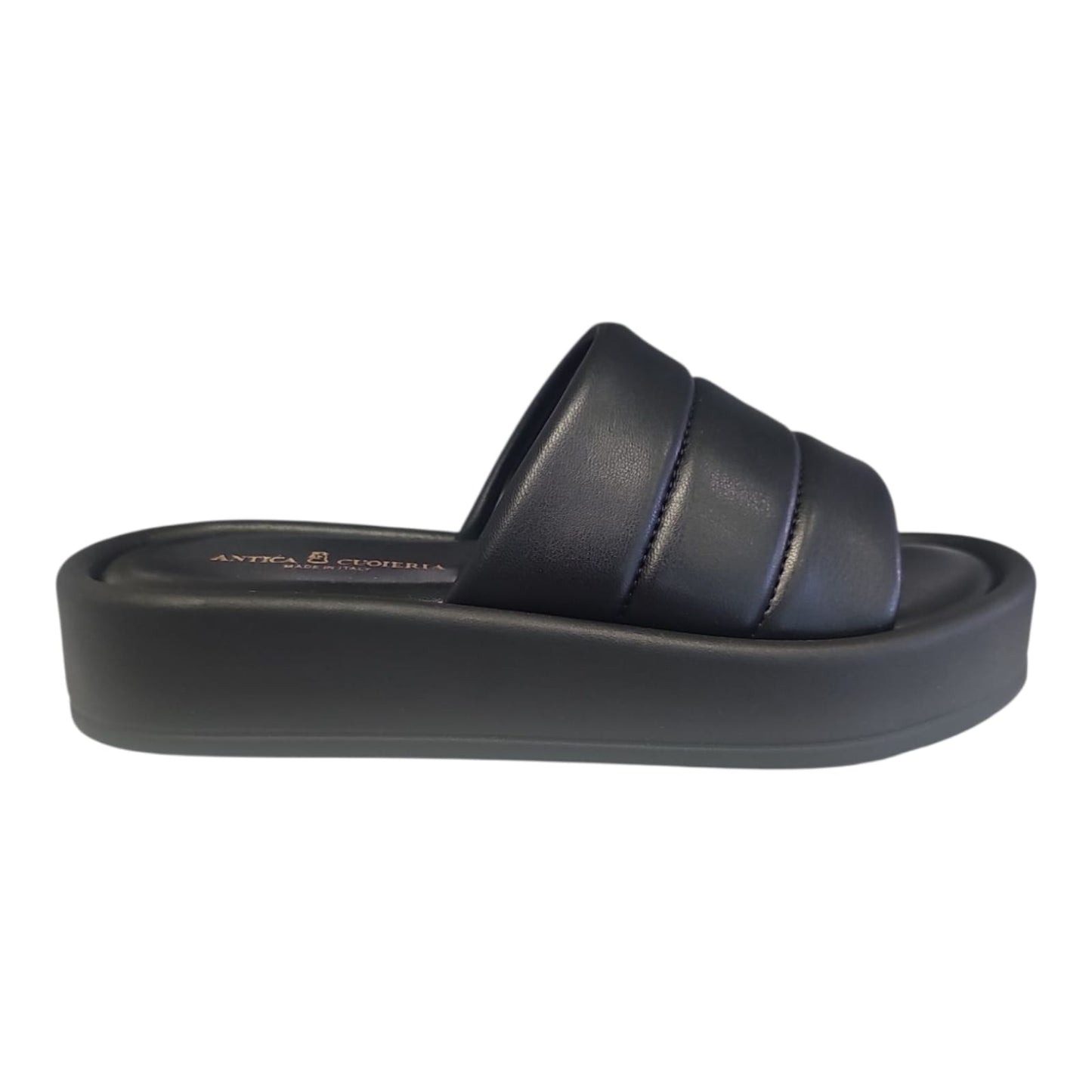 Antica Cuoieria Sandalo slider in pelle donna art.23021 nero