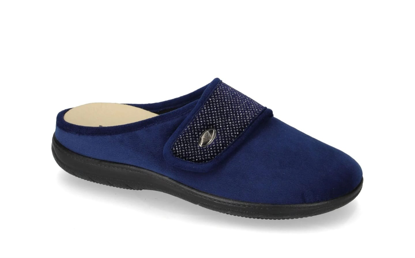 Valleverde 25102 Pantofole Donna con Plantare Estraibile in Vera Pelle Blu