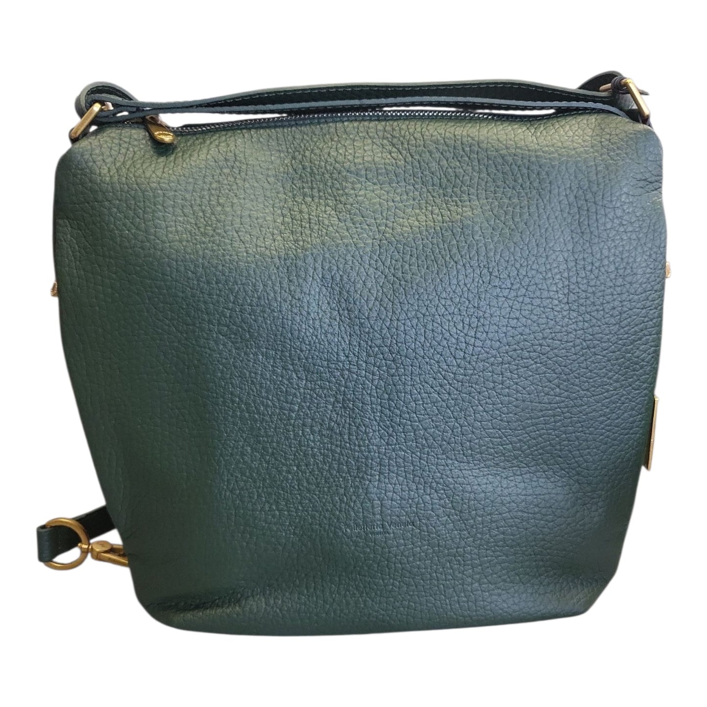 Pelletteria Veneta – Borsa Donna in Pelle Verde Bottiglia 2 in 1 a Spalla o Zaino (30x30x10 cm)