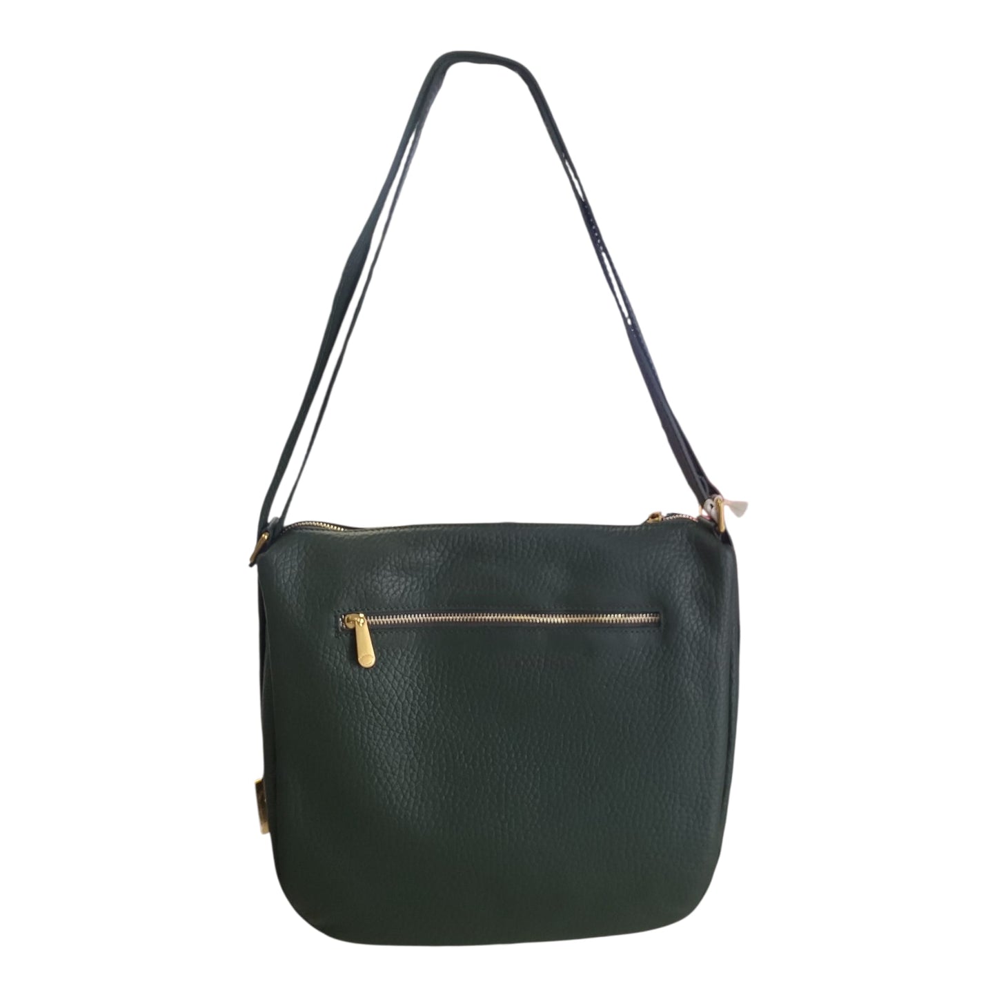 Pelletteria Veneta – Borsa Donna in Pelle Verde Bottiglia 2 in 1 a Spalla o Zaino (30x30x10 cm)