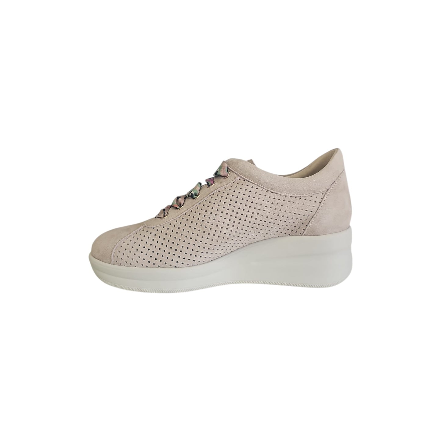 Sneakers Donna Melluso walk traforata con lacci fantasia Renna Sabbia