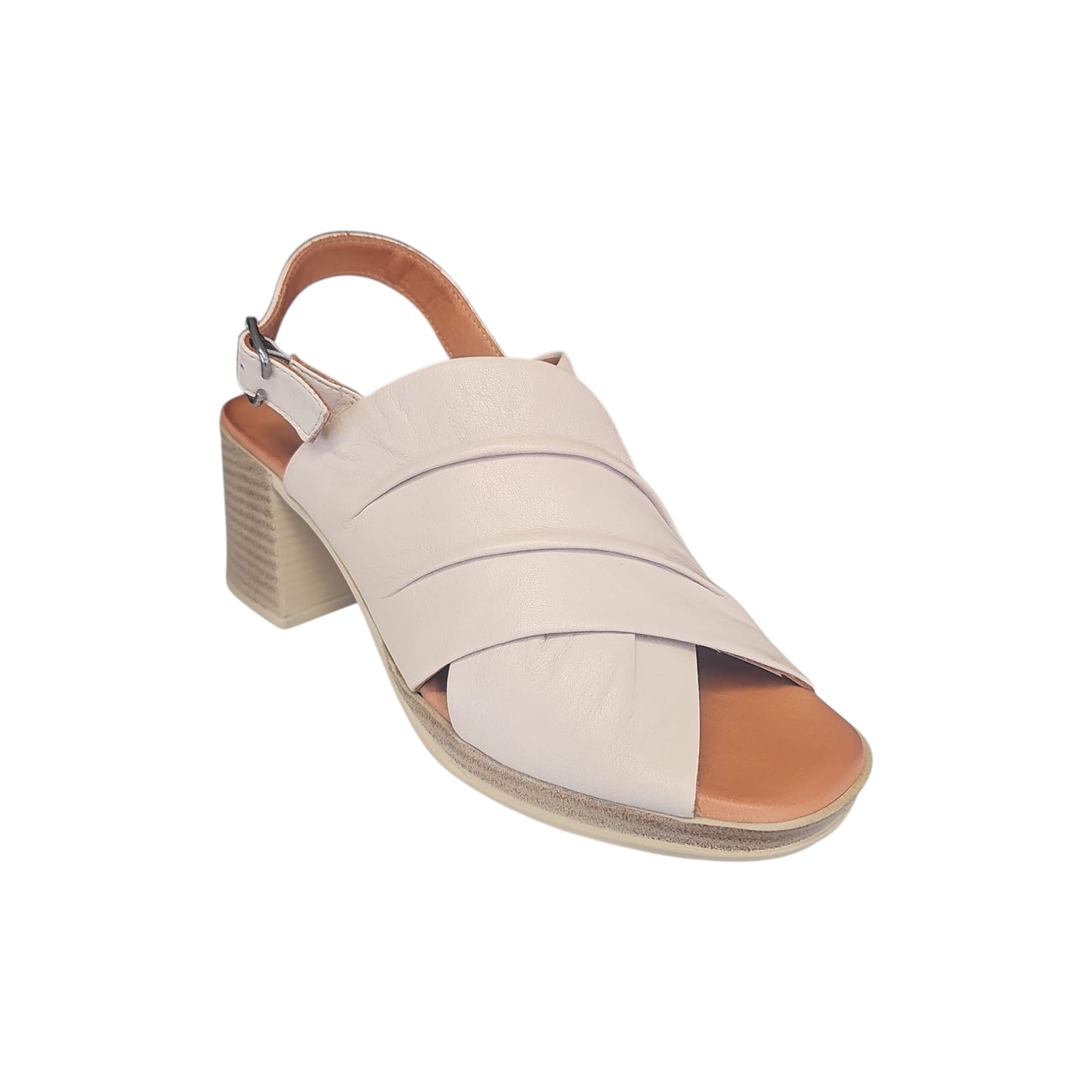 Sandalo Melluso Donna Incrocio Nude Tacco a Blocco Memory Foam