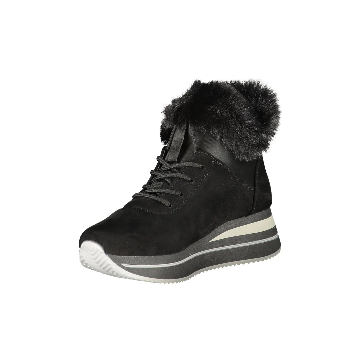 LAURA BIAGIOTTI Scarponcini Donna Neri con Lacci e Pelo