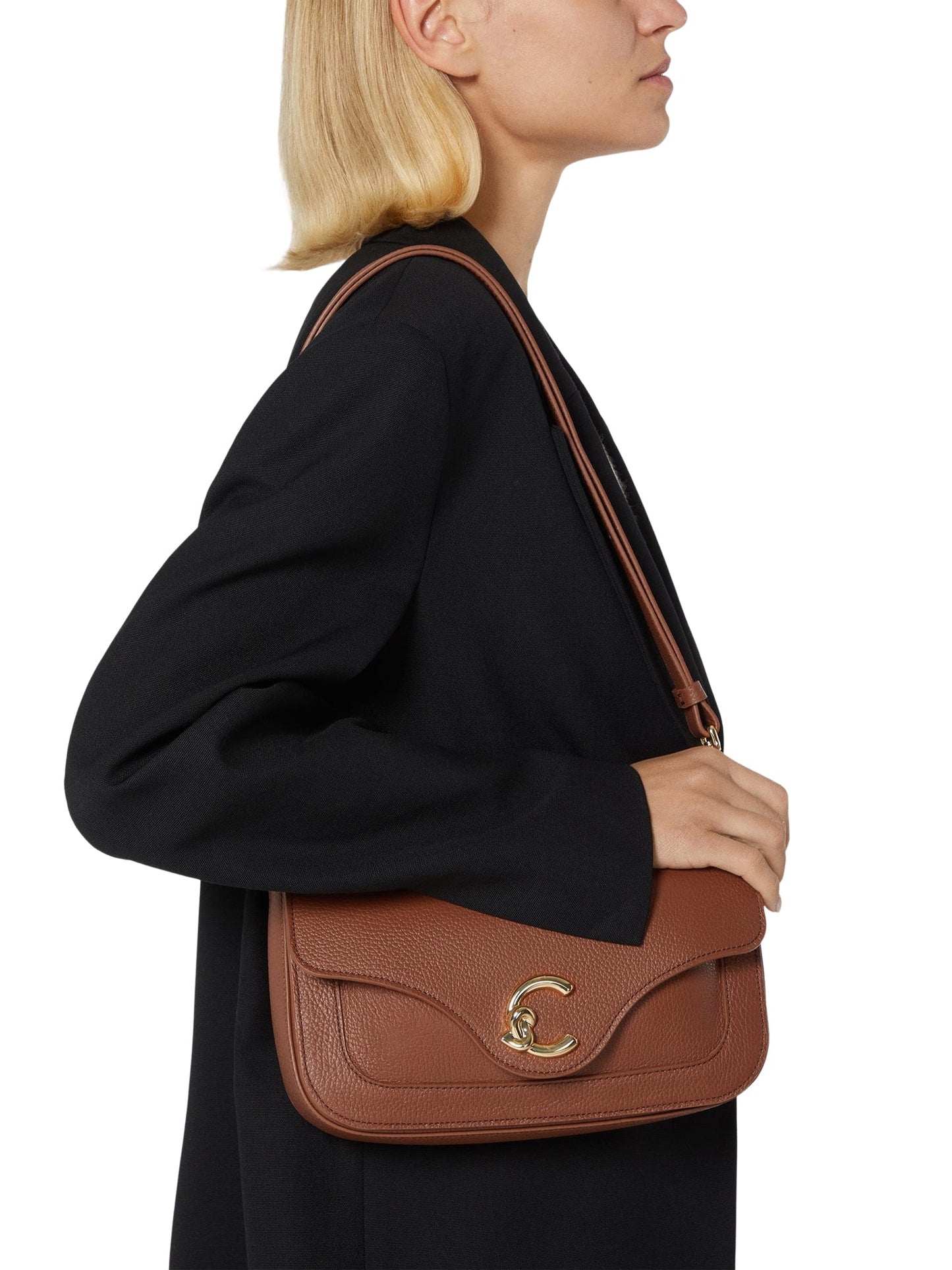 COCCINELLE Borsa Donna a Spalla Marrone C-Me Medium in Vera Pelle