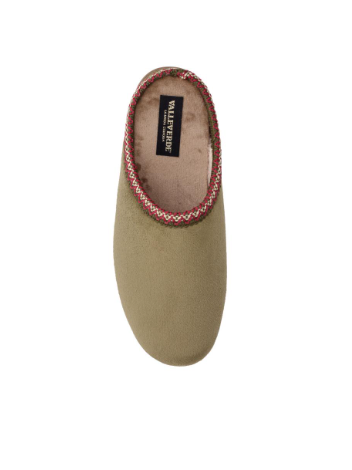 Valleverde 31102 Pantofole donna invernali blu/verde con bordo ricamato