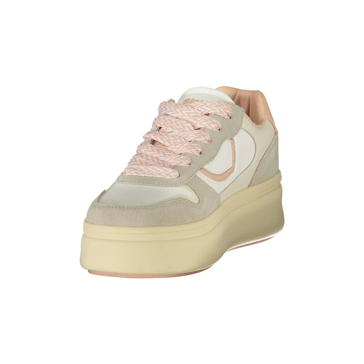 BLAUER Sneakers Donna Bianche con Lacci e Dettagli in Crema/Rosa