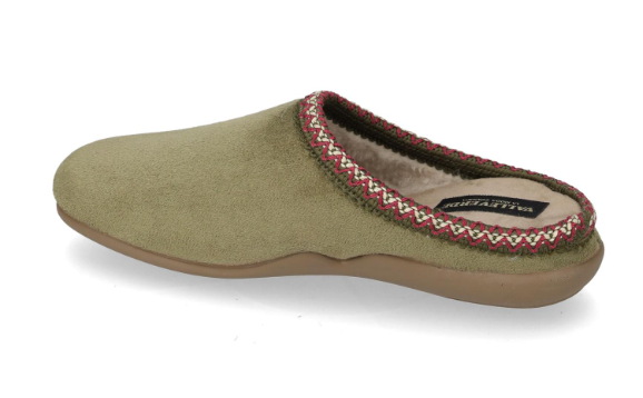 Valleverde 31102 Pantofole donna invernali blu/verde con bordo ricamato