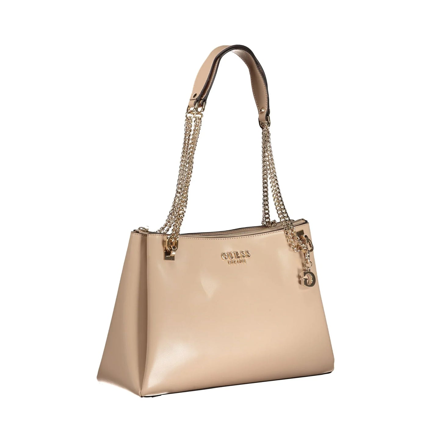 GUESS JEANS Borsa Donna Eliette Beige a Spalla con Catena e Zip