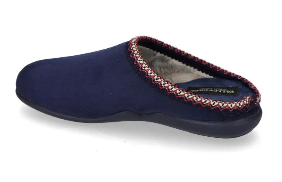 Valleverde 31102 Pantofole donna invernali blu/verde con bordo ricamato