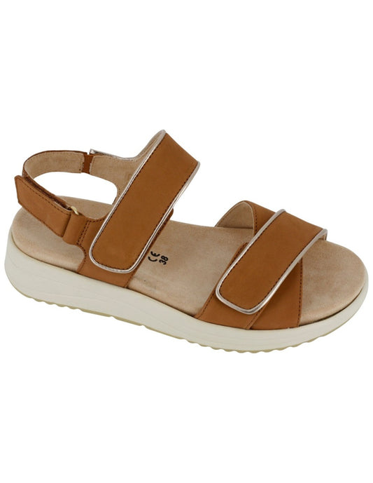 Sandalo Hergos Donna Pelle Nubuk Doppia Fascia Velcro Antilope