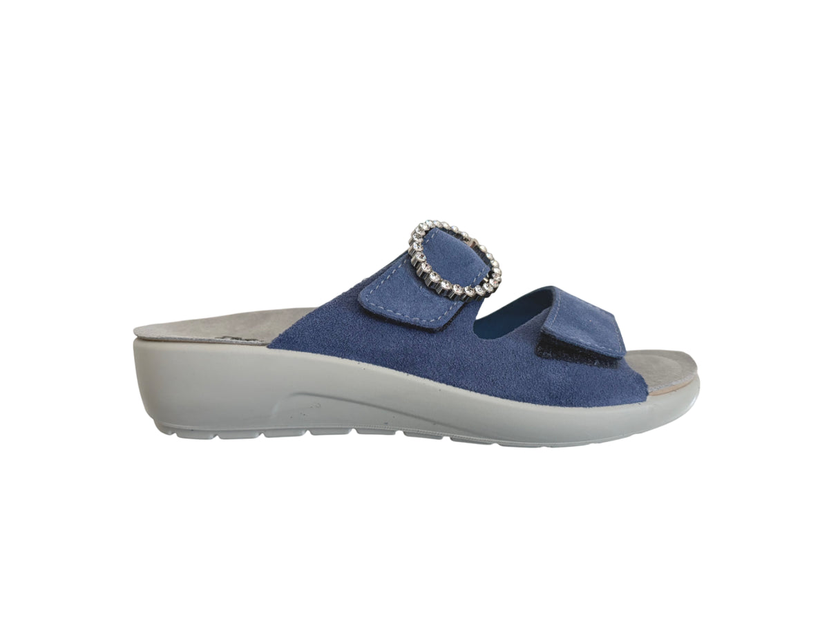 Ciabatta Melluso Walk Q60241 jeans con fibbia e strass