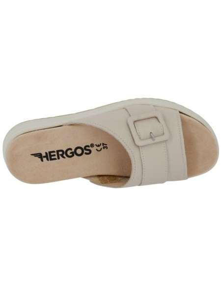 Hergos – Ciabatta Donna in Pelle con Fibbia | Soletta Estraibile | Beige