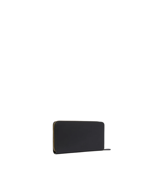 Pinko portafogli Ryder con zip in pelle liscia nero oro