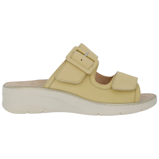Ciabatta Donna Hergos Seta/Burro - Plantare Estraibile Suola Antiscivolo Doppio Velcro