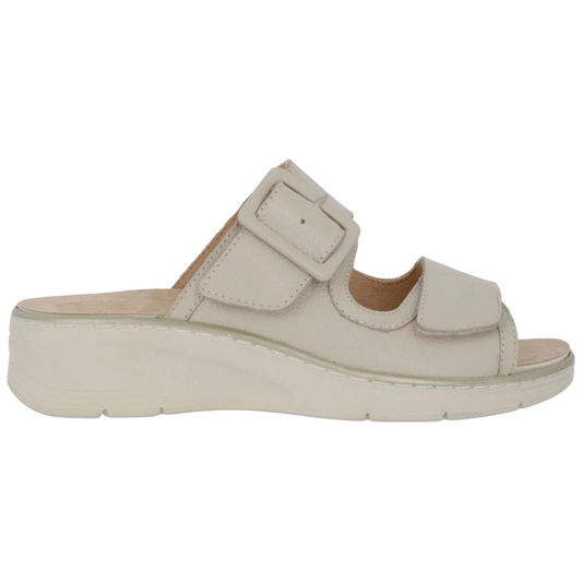 Ciabatta Donna Hergos Smart/Panna - Plantare Estraibile Suola Antiscivolo Doppio Velcro