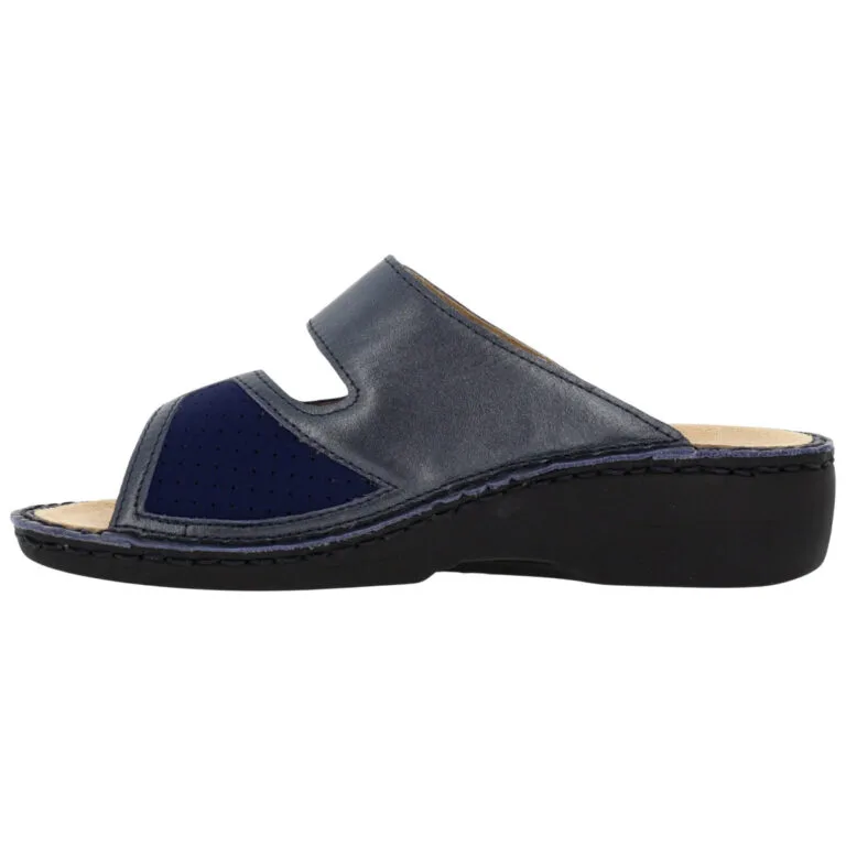 Hergos H1911 – Ciabatta Donna in Pelle con Inserto per Alluce Valgo | Soletta Estraibile | Blu