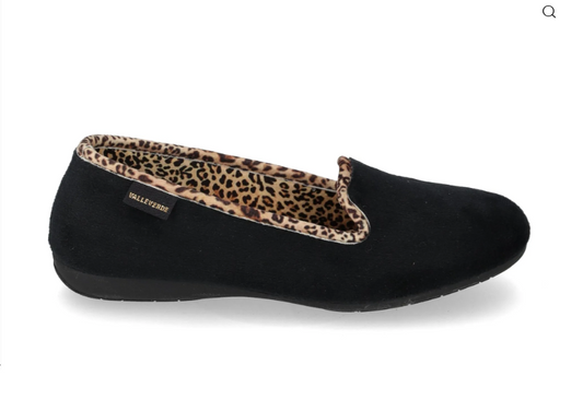 Pantofola donna Valleverde nera 22100A-1, vista laterale