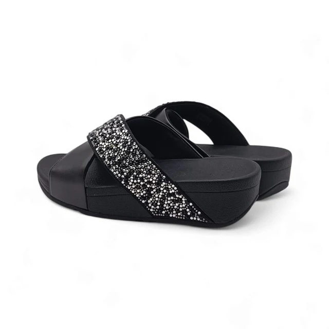 Sandalo Donna FitFlop Ciabatta con Zeppa e Strass - Black