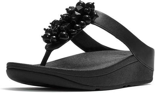 Infradito Donna FitFlop Fino Bead-Cluster Toe-Post Sandals - Black
