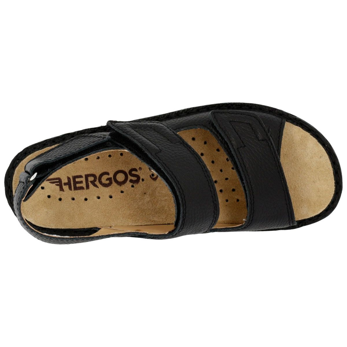 Hergos H441 – Sandalo Uomo in Vera Pelle | Doppia Fascia Regolabile | Plantare Estraibile | Nero
