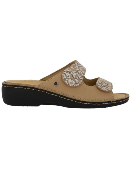 Ciabatta Hergos Donna Doppia Fascia Velcro Beige